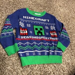 Minecraft Seasons Greetings Christmas Sweater Kids Creeper TNT